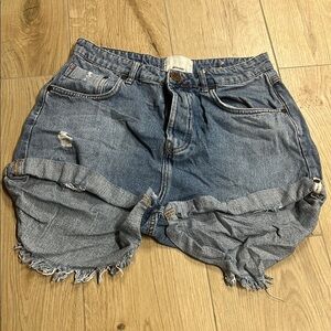 One Teaspoon Blue Distressed Jean Shorts